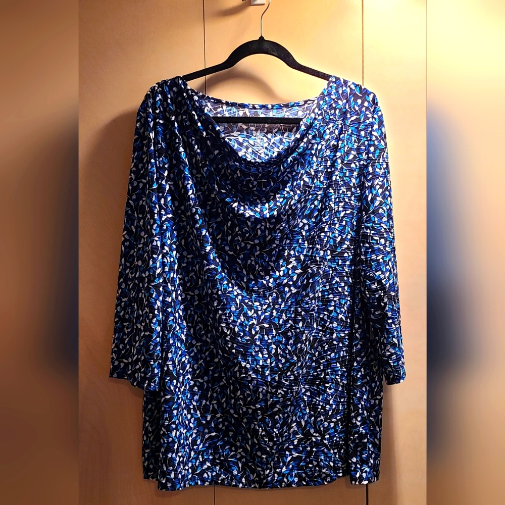 Croft and Barrow 3/4 sleeve blouse 2x blue multi NWT